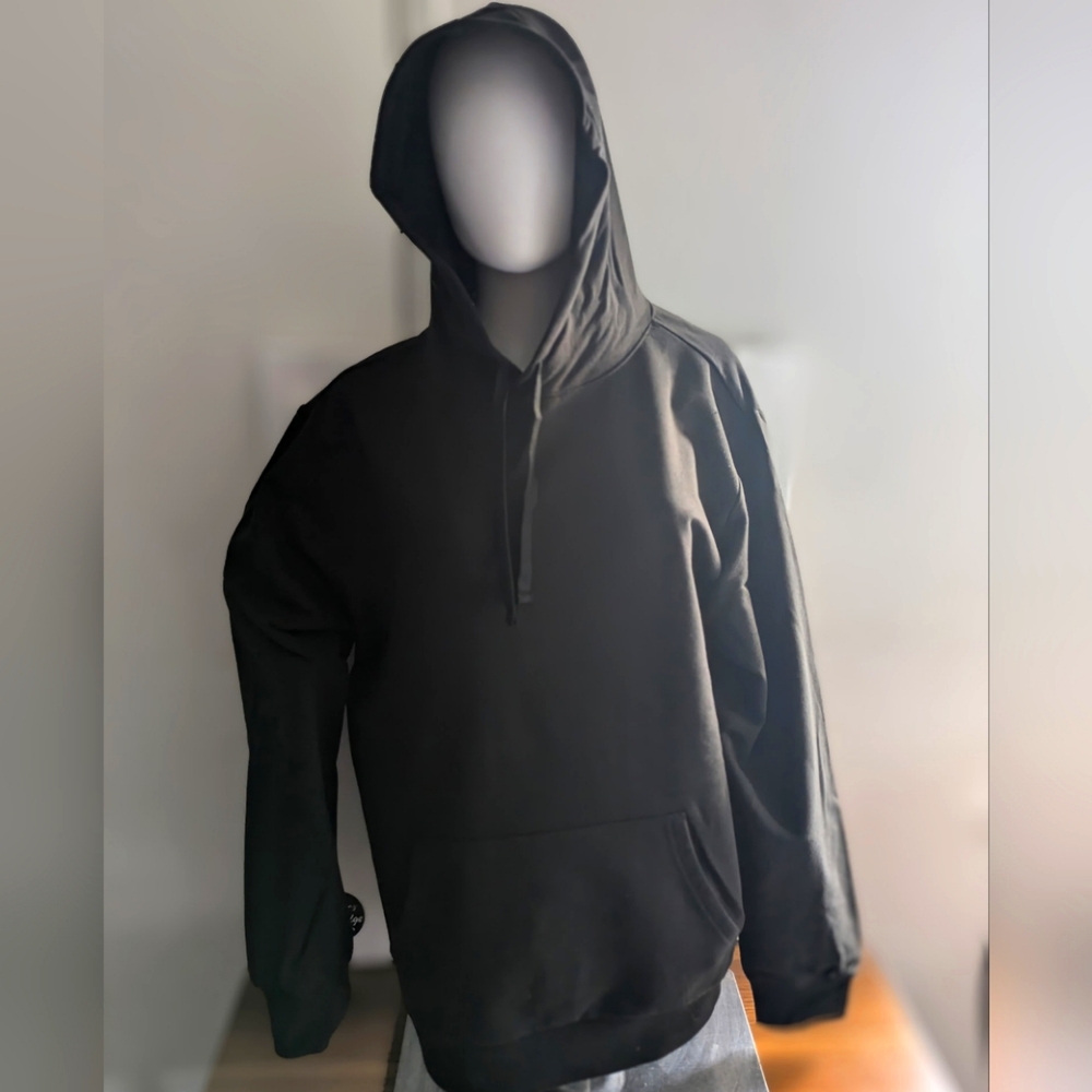 Blank Solid Black Hoodie Sweater With Kangaroo Front Pocket